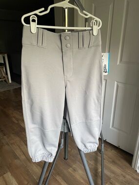 Kids' Light Gray Baseball Pants with Elastic Ankles
